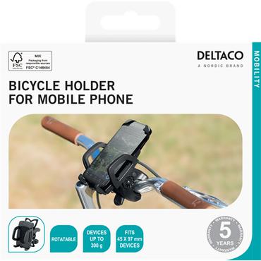 DELTACO ARM-B100 - cykelh&aring;llare f&ouml;r mobiltelefon - l&ouml;stagbar, rymmer upp till 300 g