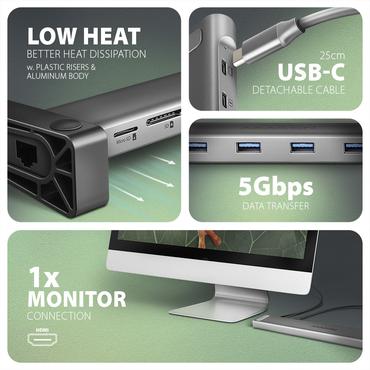 Axagon HMC-10HLS dockingstation Ledningsf&oslash;rt USB 3.2 Gen 1 (3.1 Gen 1) Type-C Sort, Gr&aring;
