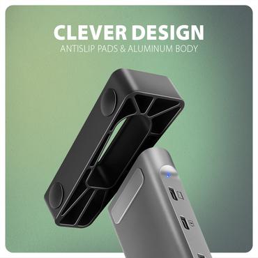 Axagon HMC-10HLS dockingstation Ledningsf&oslash;rt USB 3.2 Gen 1 (3.1 Gen 1) Type-C Sort, Gr&aring;