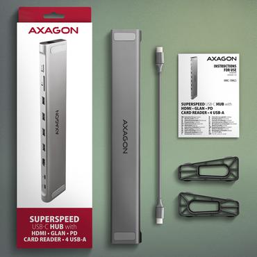 Axagon HMC-10HLS dockingstation Ledningsf&oslash;rt USB 3.2 Gen 1 (3.1 Gen 1) Type-C Sort, Gr&aring;