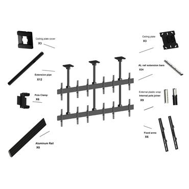 Multibrackets M Pro MBC3X2U monteringssats - f&ouml;r 6 LCD-bildsk&auml;rmar - svart
