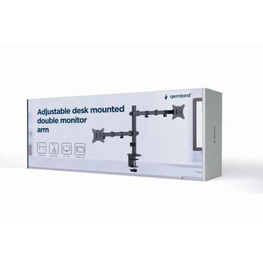 Gembird MA-D2-03 monteringssats - justerbar - f&ouml;r 2 LCD-bildsk&auml;rmar - svart