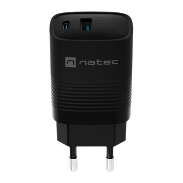NATEC NUC-2141 oplader til mobil enhed Universel Sort Vekselstrøm Hurtig opladning Indendørs