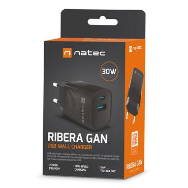 NATEC NUC-2141 oplader til mobil enhed Universel Sort Vekselstrøm Hurtig opladning Indendørs