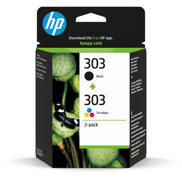 HP 303 - 2-pack - svartf&auml;rgad, f&auml;rg (cyan, magenta, gul) - original - bl&auml;ckpatron