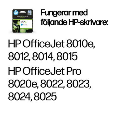 HP 912XL Original Ink-bl&aelig;kpatron med h&oslash;j kapacitet, cyan