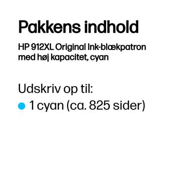 HP 912XL Original Ink-bl&aelig;kpatron med h&oslash;j kapacitet, cyan