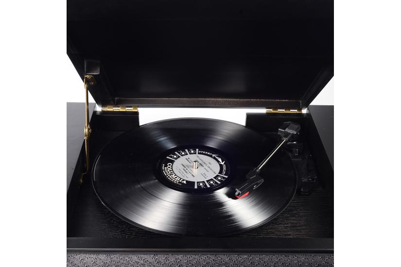 Drewniane centrum muzyczne retro Denver MRD-51 z gramofonem czarne