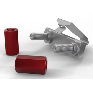 PATCHBOX dvmnt50RD: 50 Stück, Bolts & nuts, Aluminium, Stål, M6, Fuld tråd, Fladt hoved, Rød, Sølv