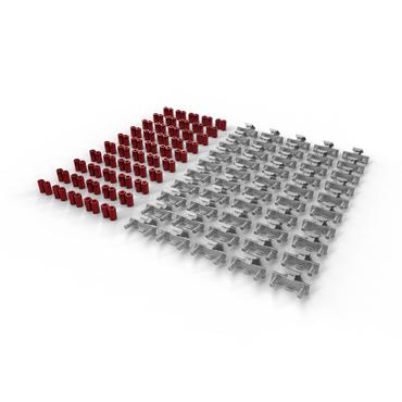 PATCHBOX dvmnt50RD: 50 Stück, Bolts & nuts, Aluminium, Stål, M6, Fuld tråd, Fladt hoved, Rød, Sølv