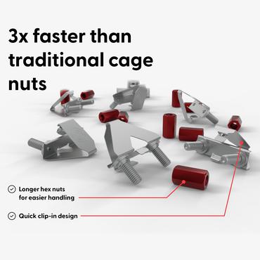 PATCHBOX dvmnt50RD: 50 Stück, Bolts & nuts, Aluminium, Stål, M6, Fuld tråd, Fladt hoved, Rød, Sølv