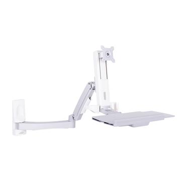 Multibrackets M Workstation Arm Single Extended konsol - justerbar arm - för LCD-bildskärm/tangentbord - vit, silver