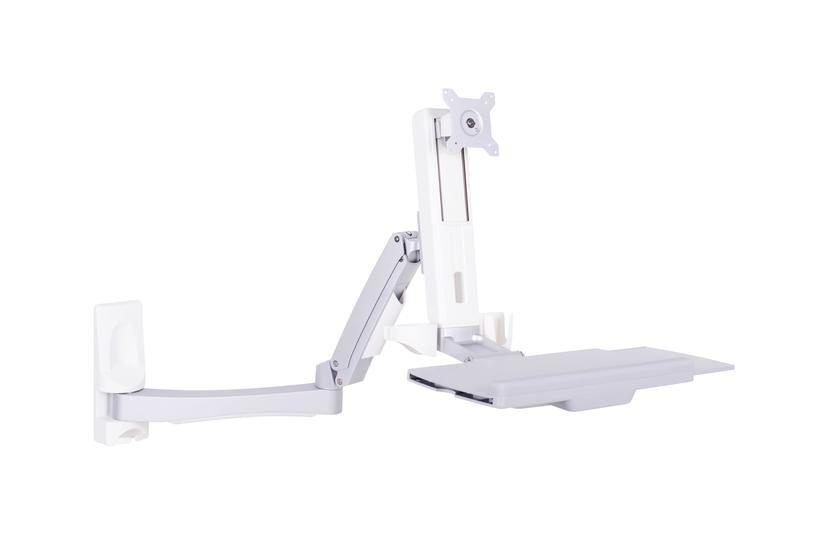 Multibrackets M Workstation Arm Single Extended konsol - justerbar arm - för LCD-bildskärm/tangentbord - vit, silver