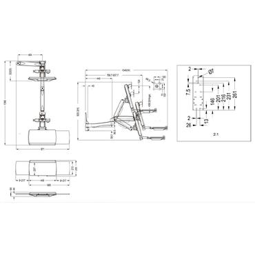 Multibrackets M Workstation Arm Single Extended konsol - justerbar arm - för LCD-bildskärm/tangentbord - vit, silver