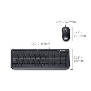 Microsoft Wired Desktop 600 - tastatur og mus-sæt - UK - sort