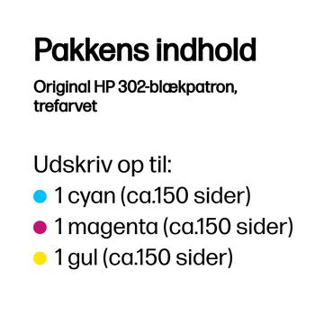 HP Original 302-blækpatron, trefarvet