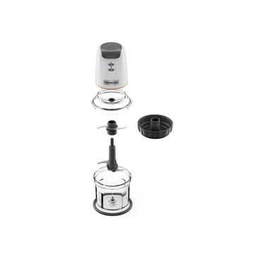 500W, QUADBLADE SYSTEM, 2 SPEED CONTROL, 500ml BOWL CAPACITY, MAYO ATTACHMENT, SPATULA, BOWL STORAGE LID, EASY CORD WRAP, WHITE WITH METAL PANEL