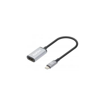 Manhattan 153706 videokabel adapter 0,15 m USB Type-C HDMI Type A (Standard) Sort, Sølv