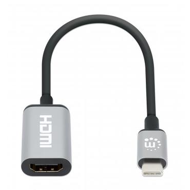 Manhattan 153706 videokabel adapter 0,15 m USB Type-C HDMI Type A (Standard) Sort, Sølv