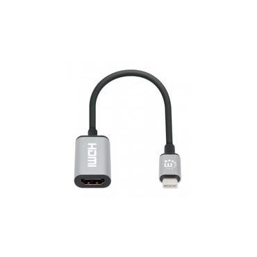Manhattan 153706 videokabel adapter 0,15 m USB Type-C HDMI Type A (Standard) Sort, Sølv