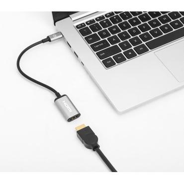 Manhattan 153706 videokabel adapter 0,15 m USB Type-C HDMI Type A (Standard) Sort, Sølv