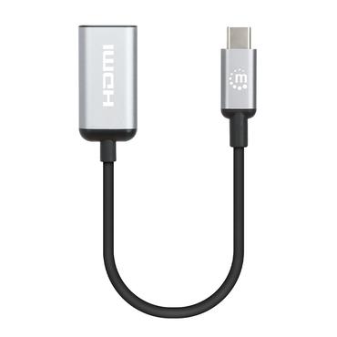 Manhattan 153706 videokabel adapter 0,15 m USB Type-C HDMI Type A (Standard) Sort, Sølv