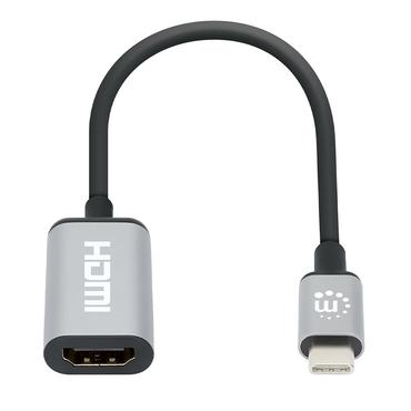 Manhattan 153706 videokabel adapter 0,15 m USB Type-C HDMI Type A (Standard) Sort, Sølv