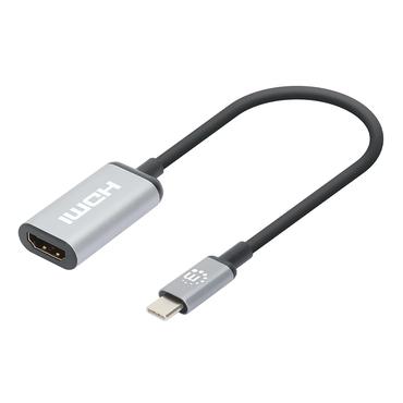 Manhattan 153706 videokabel adapter 0,15 m USB Type-C HDMI Type A (Standard) Sort, Sølv