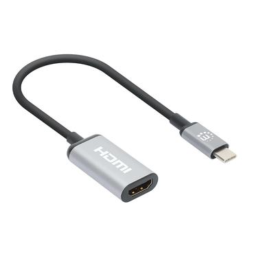 Manhattan 153706 videokabel adapter 0,15 m USB Type-C HDMI Type A (Standard) Sort, Sølv