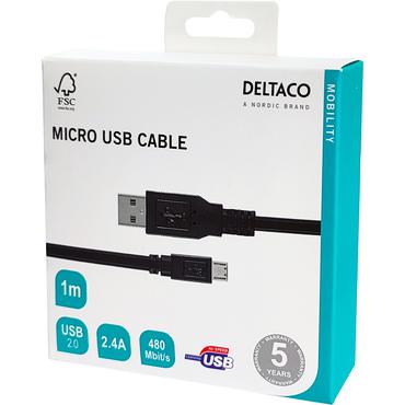 USB 2.0 cable Type A ma - Type Micro B ma, 5-pin, 1m, black