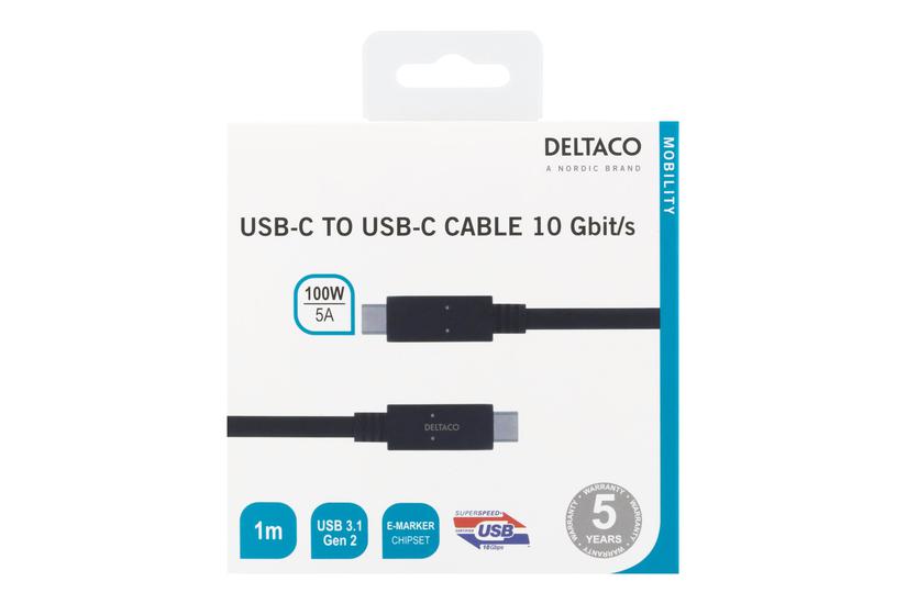 Deltaco Usb Type-c Kabel Usb-c Til Usb-c 1 M