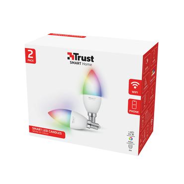 Trust Smart Home - LED-lyspære - E14 - hvid/farve - 1800-6500 K - stearinlys (pakke med 2)