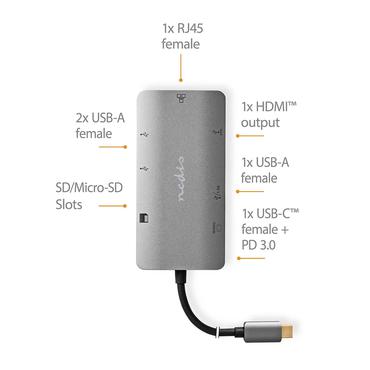 Nedis USB Multi-Port-Adapter USB 3.2 Gen1 7-in-1