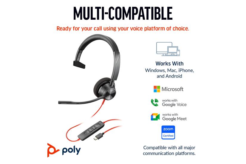 Poly Blackwire 3310 - headset - USB-A