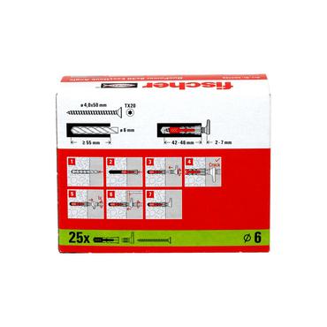 Fischer 564168 skrueanker og vægudtag 25 stk Skruekrog og vægstiksæt