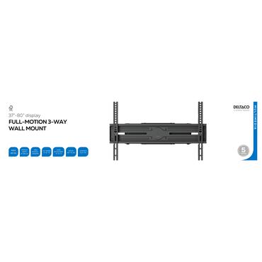 Wall mount, Full motion 3-way, tilt, swivel, 37-80", 40 kg