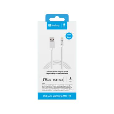 Sandberg laddnings-/datakabel - Lightning / USB - 1 m