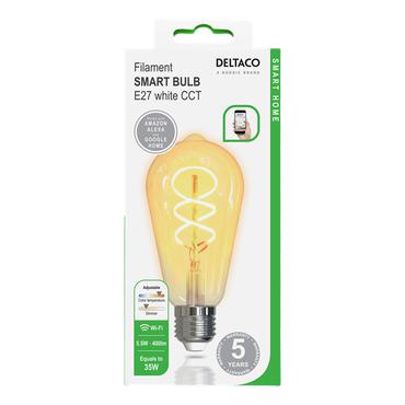 DELTACO SMART HOME - LED-filament-lyspære - form: ST64 - E27 - 5.5 W - hvidt lys - 1800-6500 K
