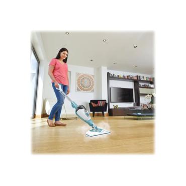 BLACK+DECKER steam-mop BHSM1610DSM - damprenser - pind/håndholdt - hvid/aqua