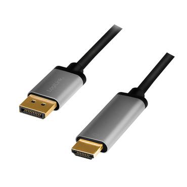 LogiLink CDA0107 videokabel adapter 2 m DisplayPort HDMI Sort, Gr&aring;