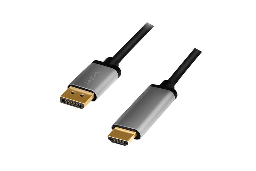 LogiLink CDA0107 videokabel adapter 2 m DisplayPort HDMI Sort, Gr&aring;