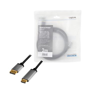 LogiLink CDA0107 videokabel adapter 2 m DisplayPort HDMI Sort, Gr&aring;