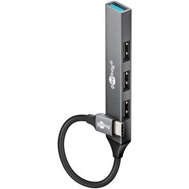 Slim 4-Port USB Hub, USB-C&trade; to USB-A, USB 3.2, light gray