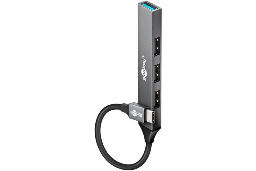 Slim 4-Port USB Hub, USB-C&trade; to USB-A, USB 3.2, light gray