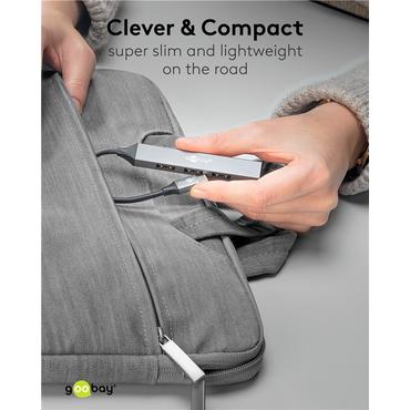 Slim 4-Port USB Hub, USB-C&trade; to USB-A, USB 3.2, light gray