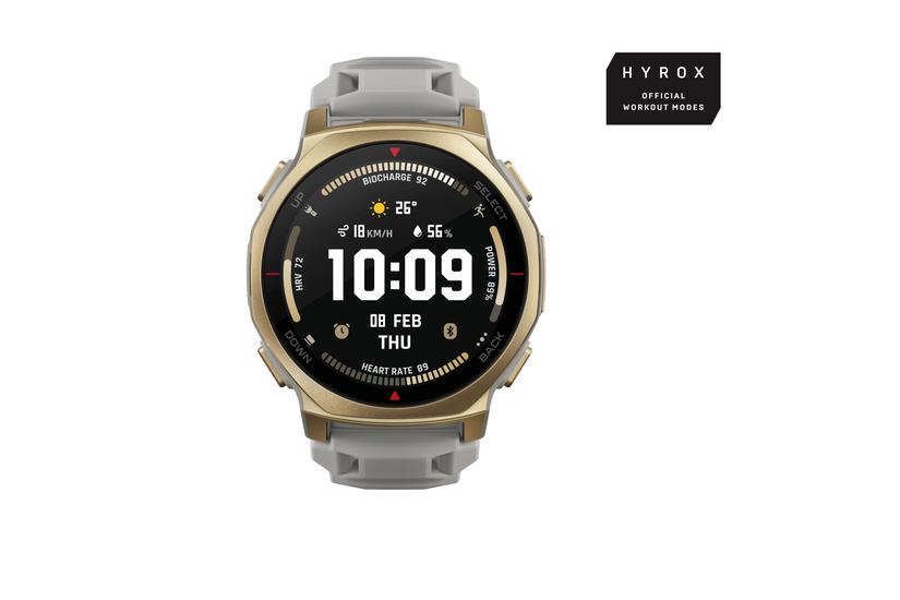 Amazfit T-rex 3 Pro 3,35 cm (1.32") AMOLED 44 mm Digital 466 x 466 pixel Berøringsskærm Guld Wi-Fi GPS (satellit)