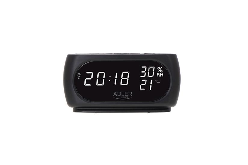 Adler AD 1186 Clock with Thermometer, LED Display, Black