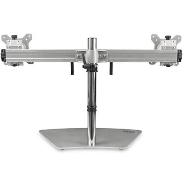 StarTech.com Dual Monitor Stand, Ergonomic Free Standing Dual Monitor Desktop Stand for two 24" VESA Mount Displays, Synchronized Height Adjustable, Double Monitor Pole Mount, Silver - Double Monitor Holder (ARMDUOSS) st&auml;ll - f&ouml;r 2 monitorer - svart, silver