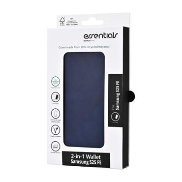 Essentials Samsung Galaxy S25 FE PU wallet, detachable, 3 cards, blue