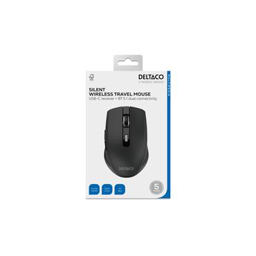 DELTACO MS-813 - mus - tyst - Bluetooth 5.1, 2.4 GHz - svart